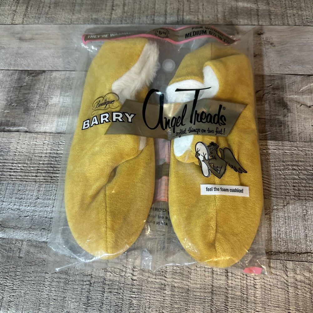 Vintage Barry Angel Treads Fleece Lined Slippers Womens M 6.5 to 7.5 Gold New